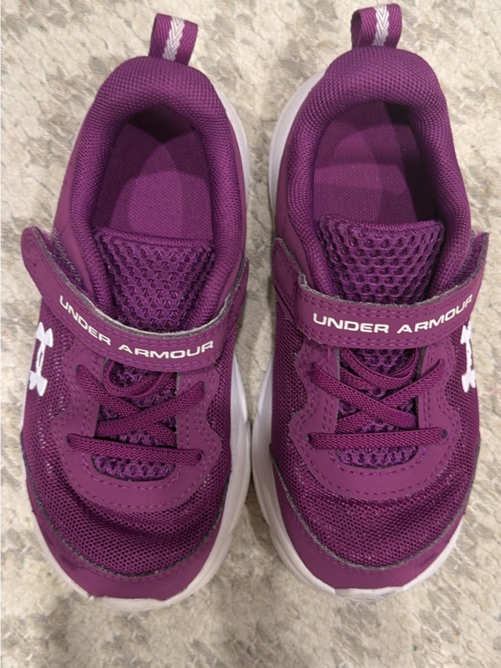 Under Armour Kids Purple and White Hook-and-Loop Athletic Sneakers - Picture 3 of 4
